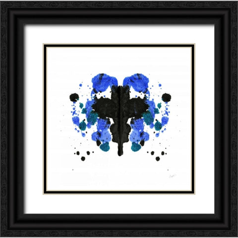 Ink Blot Indigo 1 Black Ornate Wood Framed Art Print with Double Matting by Taylor, Evangeline