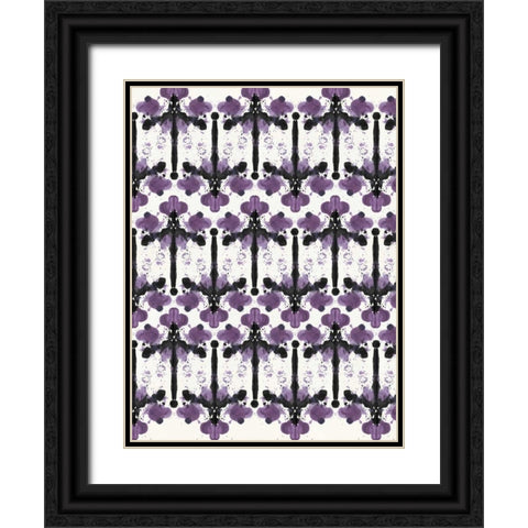 Ink Blot Design Black Ornate Wood Framed Art Print with Double Matting by Taylor, Evangeline