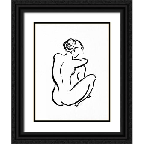 Gestural Figure Study Back Black Ornate Wood Framed Art Print with Double Matting by Taylor, Evangeline