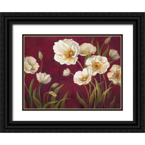 Harmony Poppies Black Ornate Wood Framed Art Print with Double Matting by Art Atelier Alliance