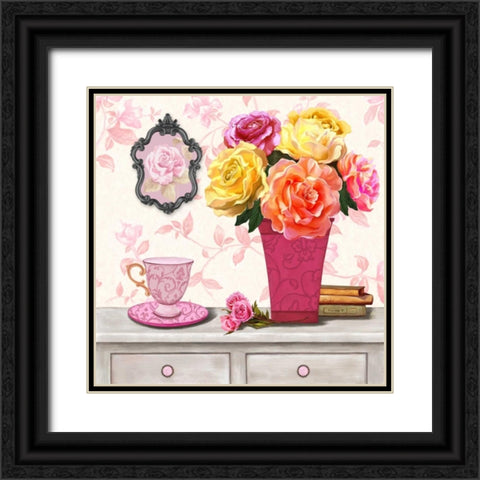 Parisian In Pink 1 Black Ornate Wood Framed Art Print with Double Matting by Art Atelier Alliance
