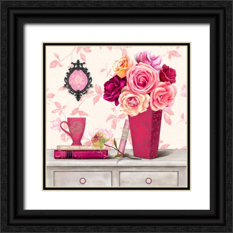 Parisian In Pink 4 Black Ornate Wood Framed Art Print with Double Matting by Art Atelier Alliance