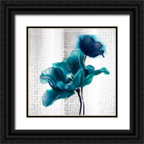 Ethereal Spring Turquoise Tulip Black Ornate Wood Framed Art Print with Double Matting by Art Atelier Alliance