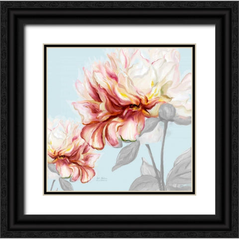Blushing Peony Square 1 Black Ornate Wood Framed Art Print with Double Matting by Art Atelier Alliance