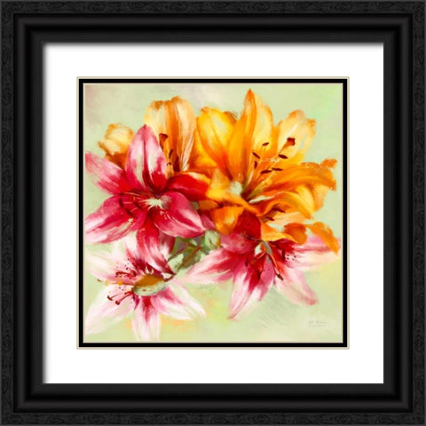 Bursting Lillies 1 Black Ornate Wood Framed Art Print with Double Matting by Art Atelier Alliance