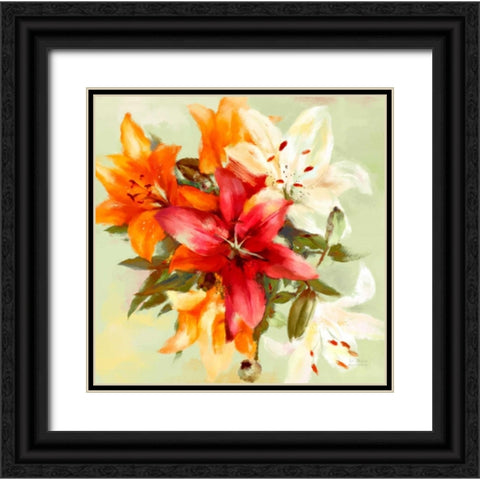 Bursting Lillies 2 Black Ornate Wood Framed Art Print with Double Matting by Art Atelier Alliance
