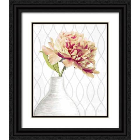 Designer Peony 1 Black Ornate Wood Framed Art Print with Double Matting by Art Atelier Alliance