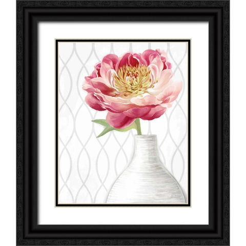 Designer Peony 2 Black Ornate Wood Framed Art Print with Double Matting by Art Atelier Alliance