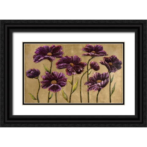 Plum Bliss Handpainted Canvas Black Ornate Wood Framed Art Print with Double Matting by Art Atelier Alliance