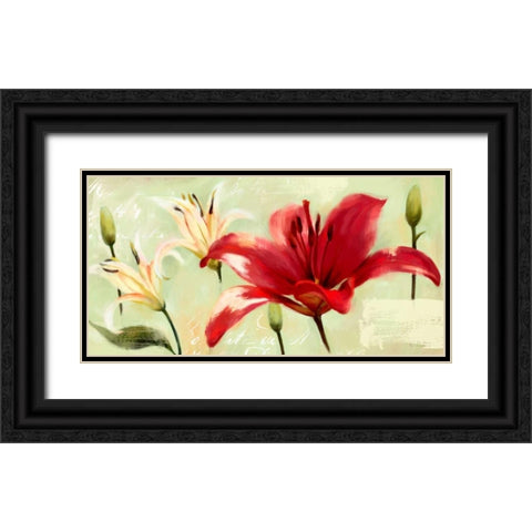 Bursting Lilies Garden 2 Black Ornate Wood Framed Art Print with Double Matting by Art Atelier Alliance