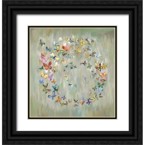Butterfly Circle 1 Black Ornate Wood Framed Art Print with Double Matting by Art Atelier Alliance