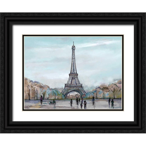 Watercolour Sketch Book Paris Black Ornate Wood Framed Art Print with Double Matting by Art Atelier Alliance