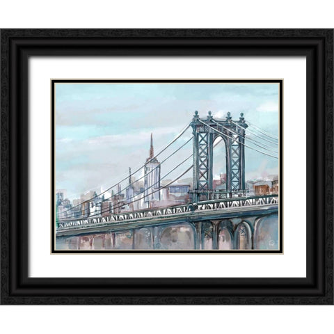 Watercolour Sketch Book New York Black Ornate Wood Framed Art Print with Double Matting by Art Atelier Alliance
