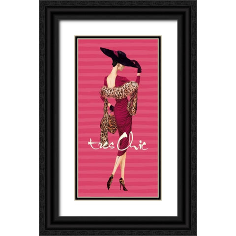 Tres Chic Fashion Illustration Black Ornate Wood Framed Art Print with Double Matting by Art Atelier Alliance