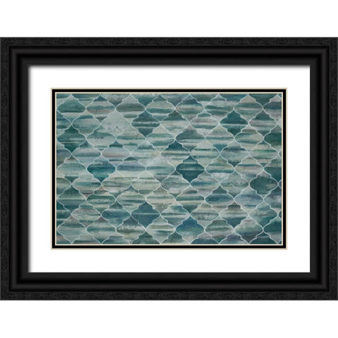 Indigo Lattice Black Ornate Wood Framed Art Print with Double Matting by Art Atelier Alliance
