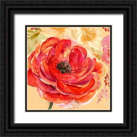 Festive Flowers 1 Black Ornate Wood Framed Art Print with Double Matting by Jin, Jing