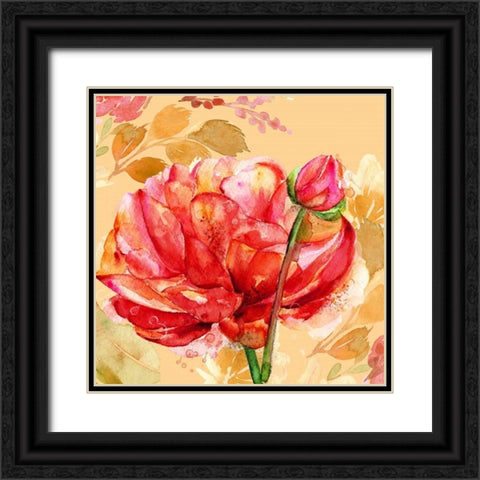 Festive Flowers 2 Black Ornate Wood Framed Art Print with Double Matting by Jin, Jing