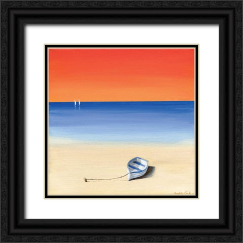 Red sky beach I Black Ornate Wood Framed Art Print with Double Matting by Cook, Andrea