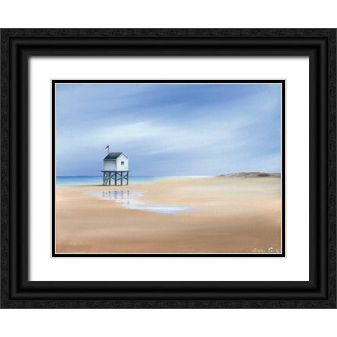 Beachhouse I Black Ornate Wood Framed Art Print with Double Matting by Cook, Andrea