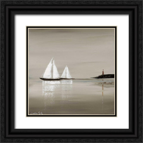 Sailing Grey I Black Ornate Wood Framed Art Print with Double Matting by Cook, Andrea