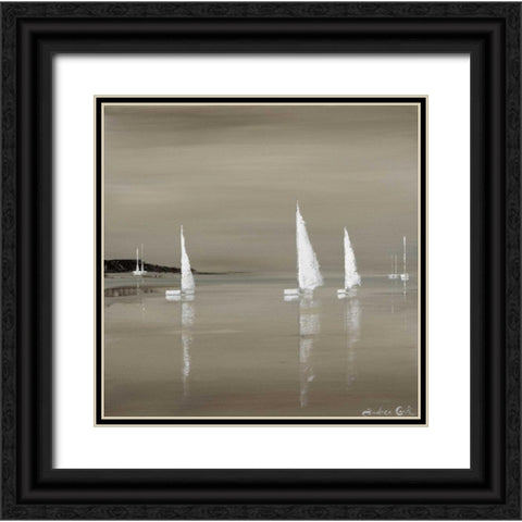 Sailing Grey II Black Ornate Wood Framed Art Print with Double Matting by Cook, Andrea