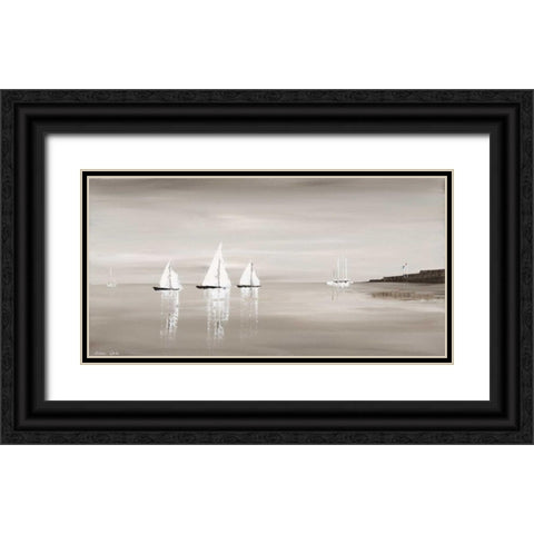 Sailing Grey III Black Ornate Wood Framed Art Print with Double Matting by Cook, Andrea