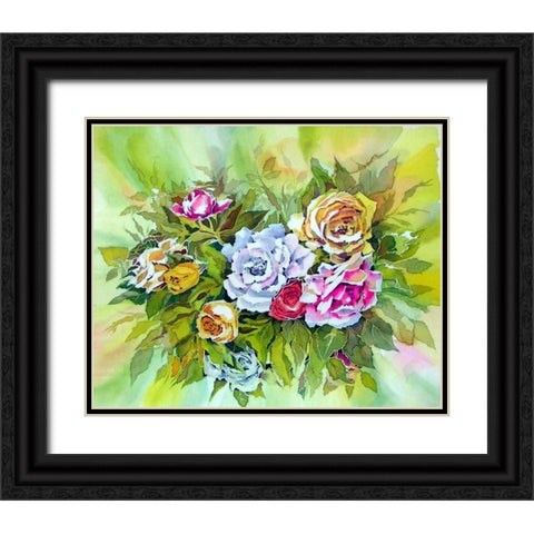 Roses Black Ornate Wood Framed Art Print with Double Matting by Mayskaya, Alisa