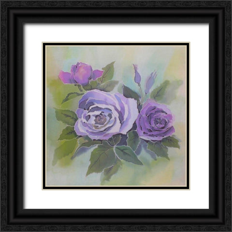 Purple roses Black Ornate Wood Framed Art Print with Double Matting by Mayskaya, Alisa