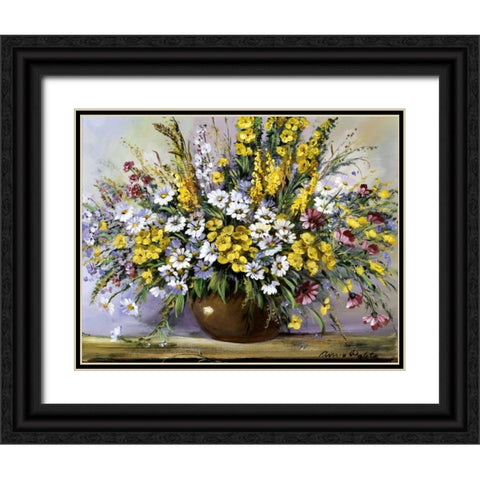 Treasure of daisies Black Ornate Wood Framed Art Print with Double Matting by Paleta, Anna