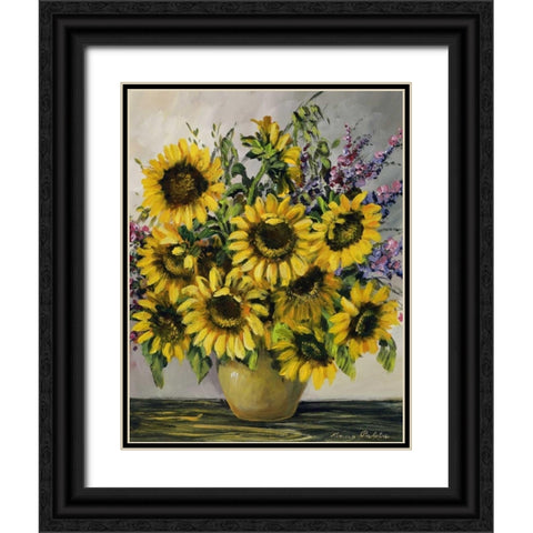 Sunny sunflowers Black Ornate Wood Framed Art Print with Double Matting by Paleta, Anna