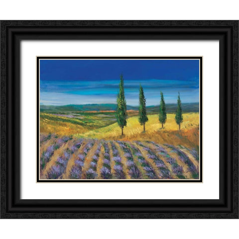 Field of lavender Black Ornate Wood Framed Art Print with Double Matting by Paleta, Anna