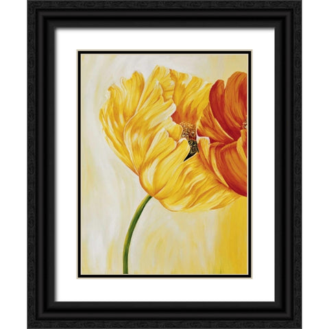 Dancing Tulips I Black Ornate Wood Framed Art Print with Double Matting by Frederiks, Beatrix