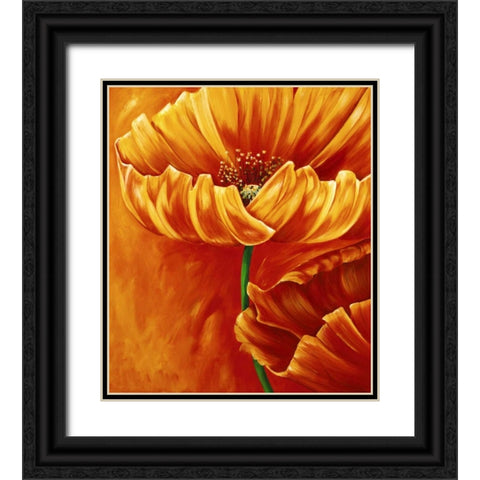 Poppies in bloom I Black Ornate Wood Framed Art Print with Double Matting by Frederiks, Beatrix