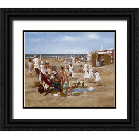 Beach old times I Black Ornate Wood Framed Art Print with Double Matting by van Rooijen, Carel