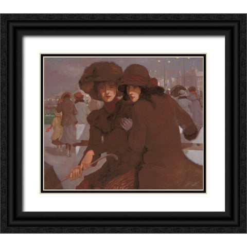 Friends I Black Ornate Wood Framed Art Print with Double Matting by van Rooijen, Carel