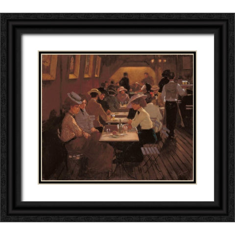 Old barscene Black Ornate Wood Framed Art Print with Double Matting by van Rooijen, Carel