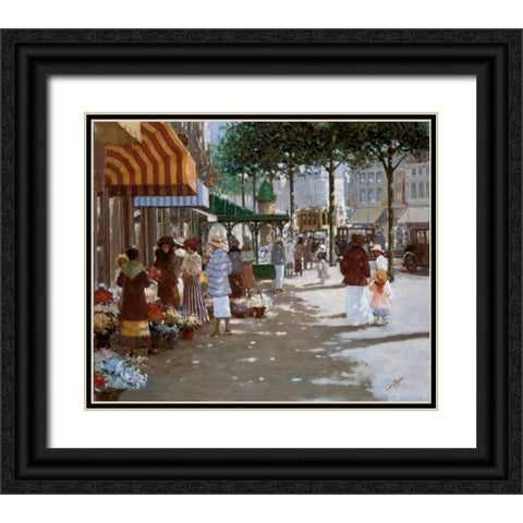 Old Market place II Black Ornate Wood Framed Art Print with Double Matting by van Rooijen, Carel