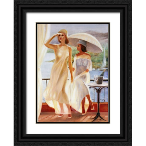 Umbrella Black Ornate Wood Framed Art Print with Double Matting by Denis, E