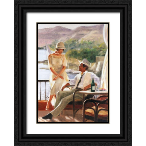 Meeting at the tea-garden Black Ornate Wood Framed Art Print with Double Matting by Denis, E