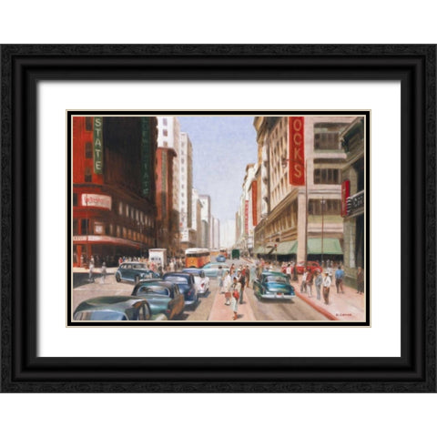 Los Angeles II Black Ornate Wood Framed Art Print with Double Matting by Denis, E