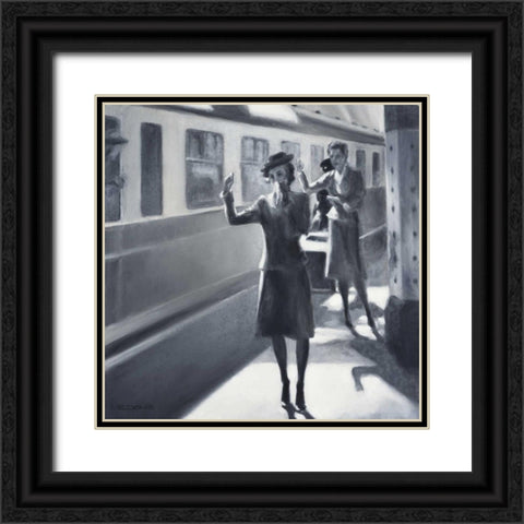 trainstation Black Ornate Wood Framed Art Print with Double Matting by Denis, E