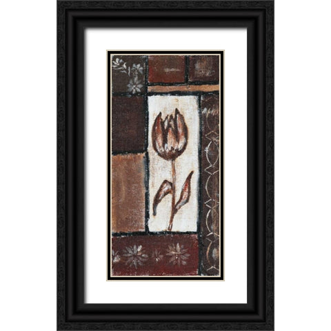 Floral brown II Black Ornate Wood Framed Art Print with Double Matting by Elki,O