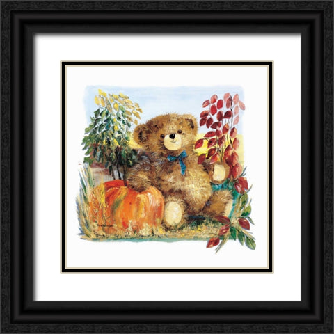 Autumn Bear Black Ornate Wood Framed Art Print with Double Matting by Withaar, Rian