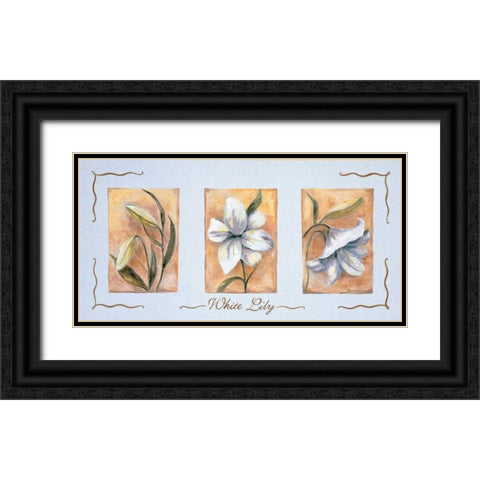 White lily Triptychon Black Ornate Wood Framed Art Print with Double Matting by Withaar, Rian