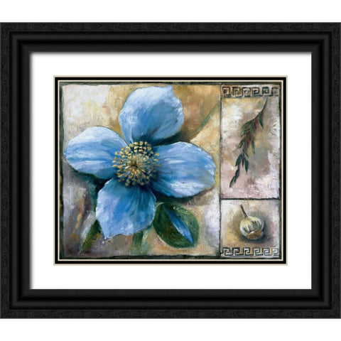 Blue poppy composition Black Ornate Wood Framed Art Print with Double Matting by Withaar, Rian