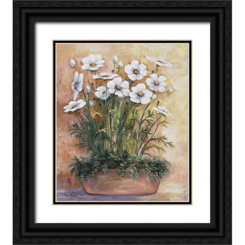 White anemones in bowl Black Ornate Wood Framed Art Print with Double Matting by Withaar, Rian