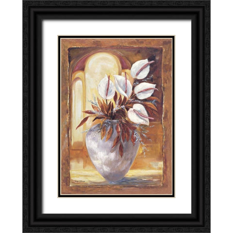 White flowers in vase I Black Ornate Wood Framed Art Print with Double Matting by Withaar, Rian
