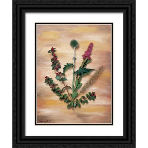 Pink wild flowers Black Ornate Wood Framed Art Print with Double Matting by de Bruijn, Hans