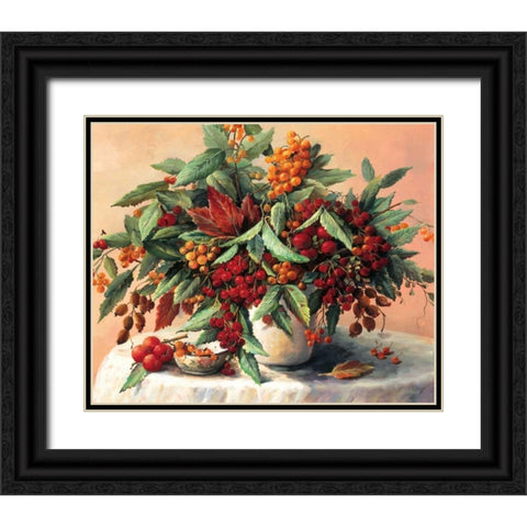 Autumn bouquet Black Ornate Wood Framed Art Print with Double Matting by Bosman, Johan