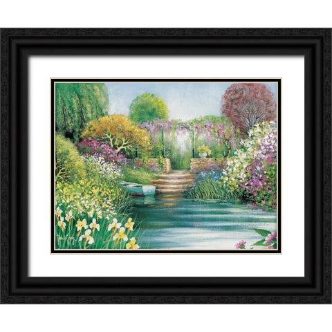 Memories of Giverny II Black Ornate Wood Framed Art Print with Double Matting by de Jong, Johan